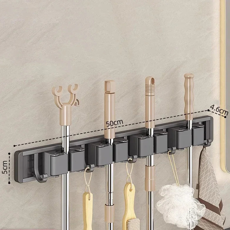 Wall-Mounted Mop & Broom Organizer