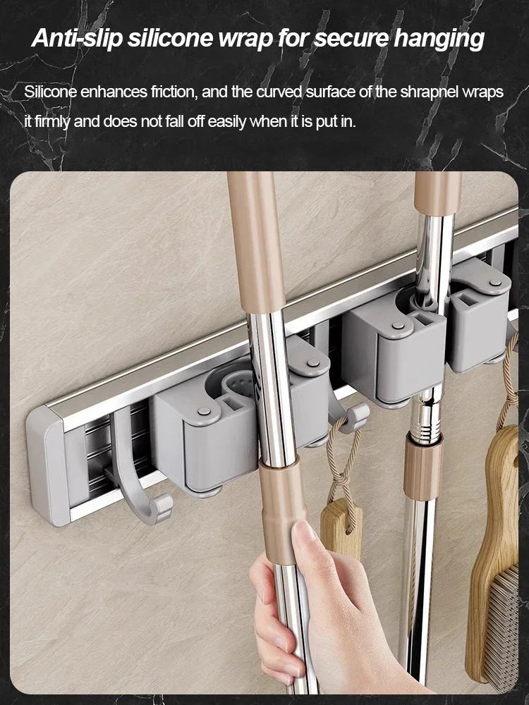 Wall-Mounted Mop & Broom Organizer