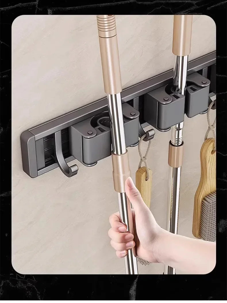 Wall-Mounted Mop & Broom Organizer