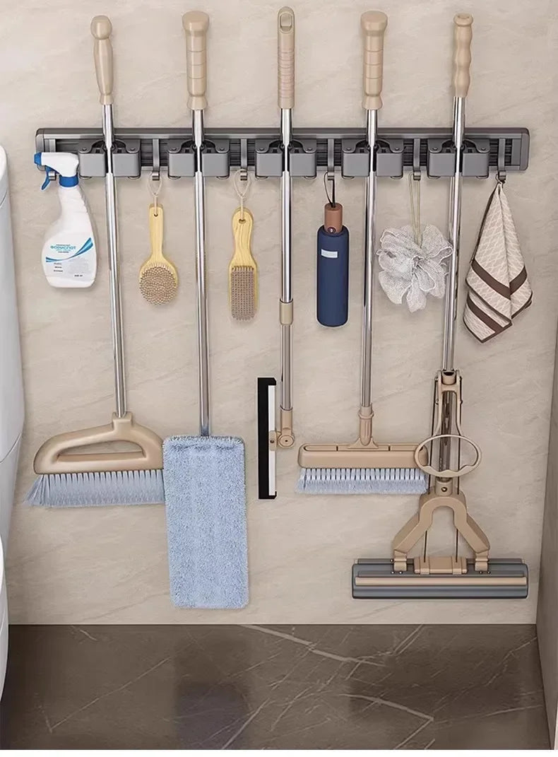 Wall-Mounted Mop & Broom Organizer