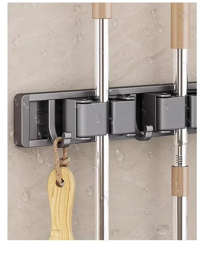 Wall-Mounted Mop & Broom Organizer