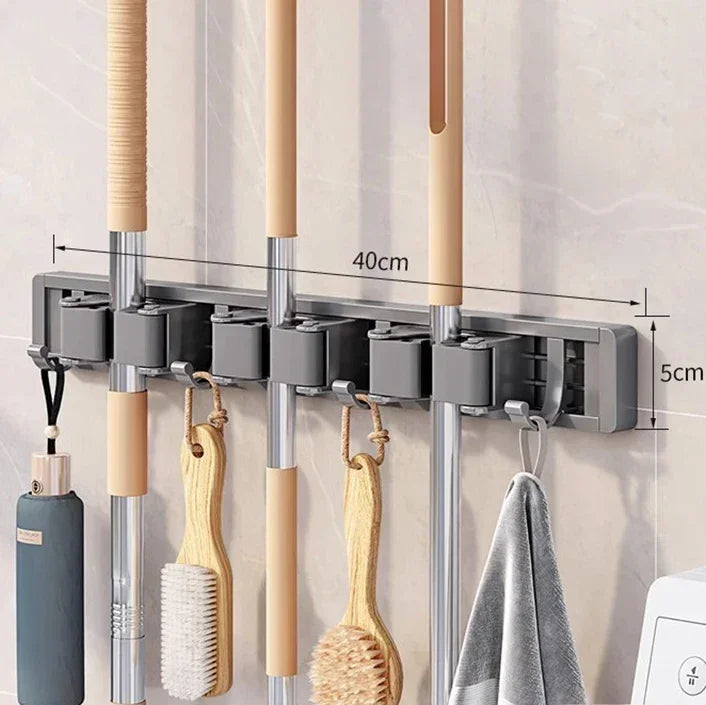 Wall-Mounted Mop & Broom Organizer