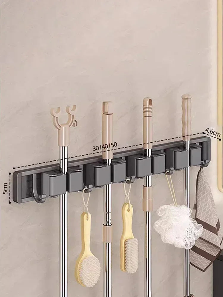 Wall-Mounted Mop & Broom Organizer