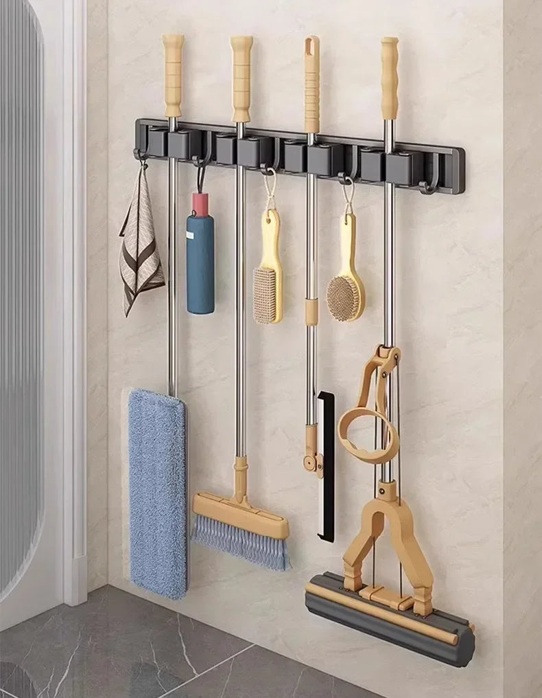 Wall-Mounted Mop & Broom Organizer