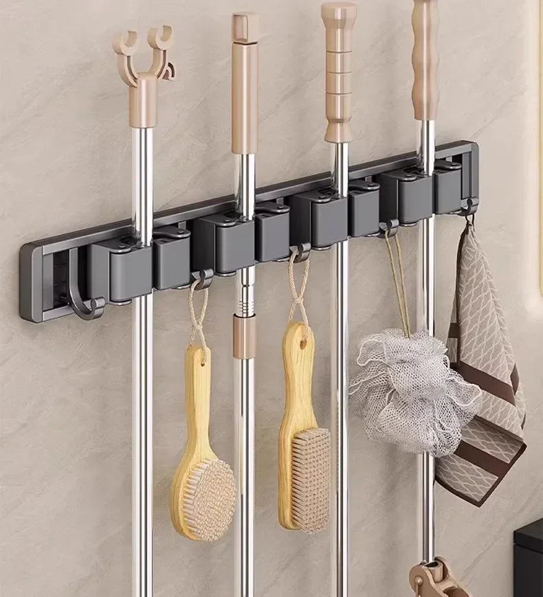 Wall-Mounted Mop & Broom Organizer
