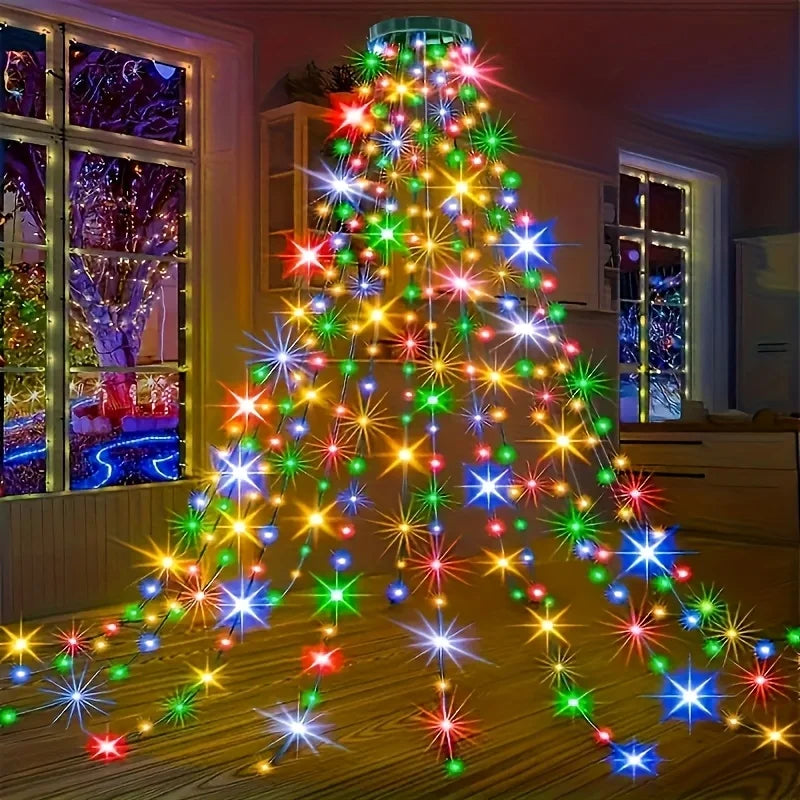 Christmas Tree Waterfall LED Lights with Remote