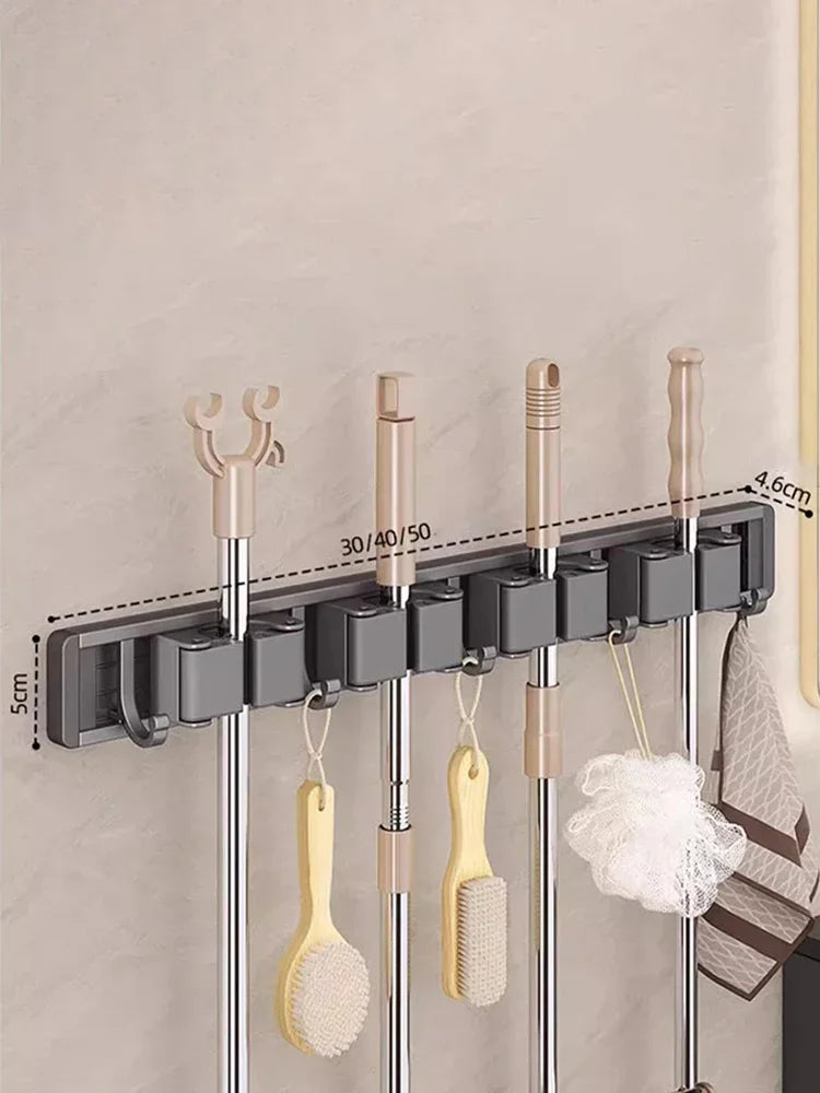 Wall-Mounted Mop & Broom Organizer