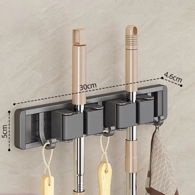 Wall-Mounted Mop & Broom Organizer