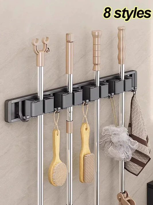 Wall-Mounted Mop & Broom Organizer